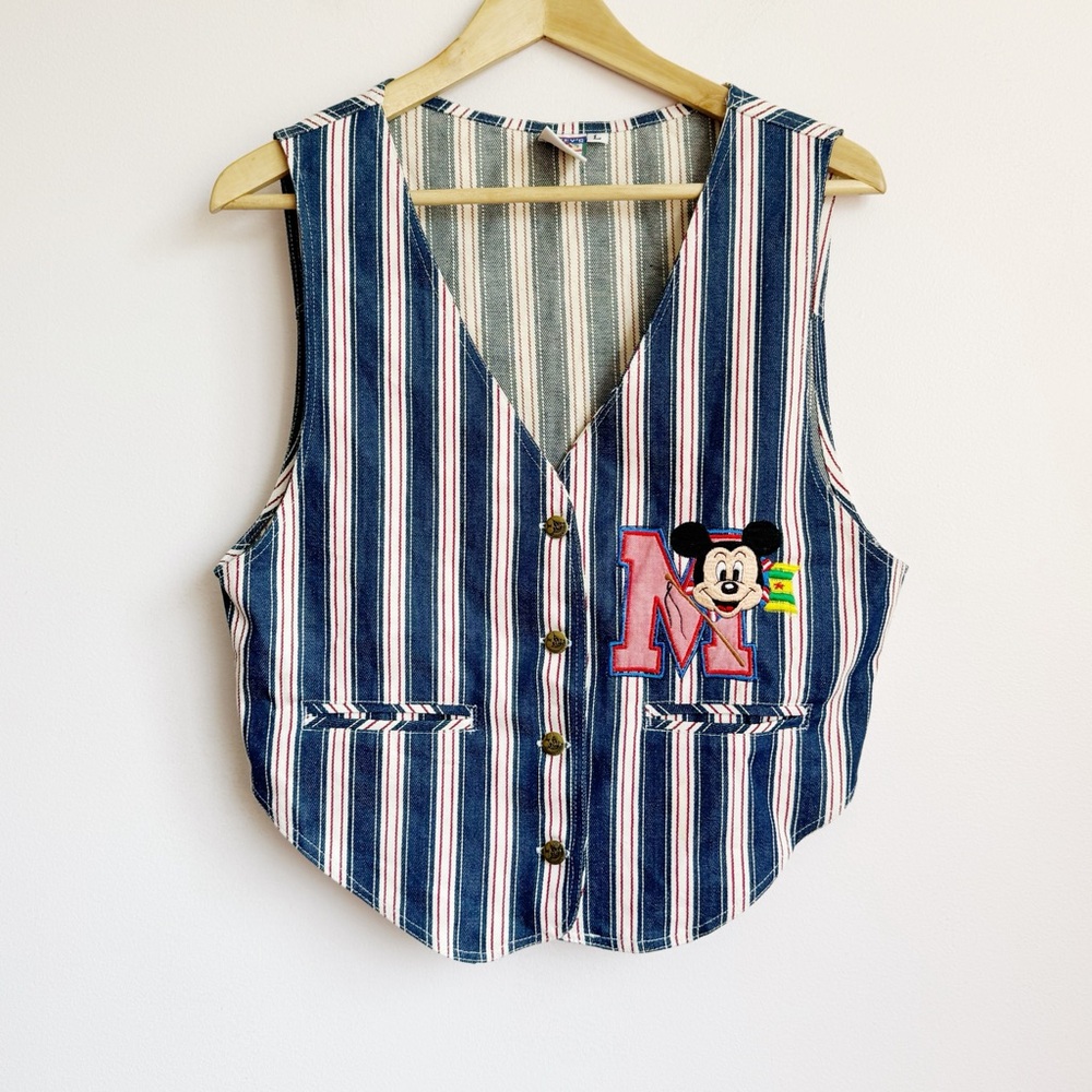 vintage mickey mouse denim twill vest